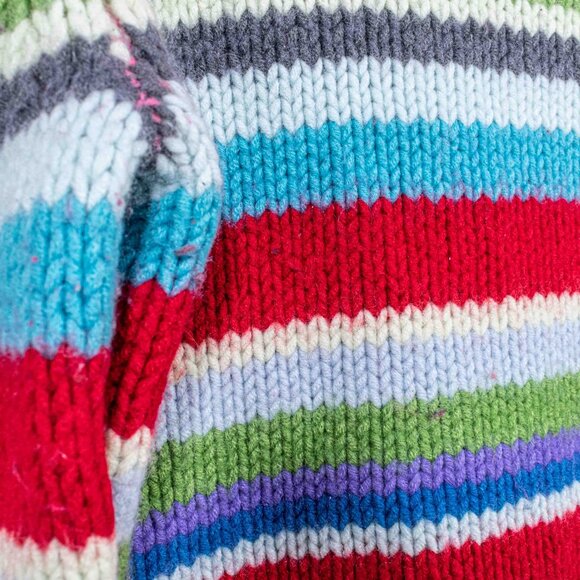 GAP Multicolor Striped Sweater Y2K Chunky Knit Turtleneck Holiday Large Womens - Picture 4 of 9